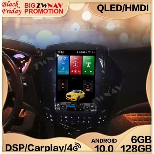6+128G Tesla Screen For Cadillac SRX 2008 2009 2010 2012 Android 10 Head Unit Car Multimedia Player GPS Audio Radio Stereo DSP
