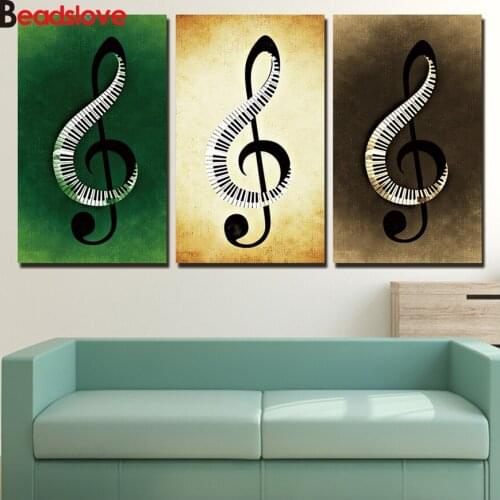 Diamond embroidery 3 pcs Modern Abstract music notes characters mosaic diamond 5d DIY full square round 3d diamond painting