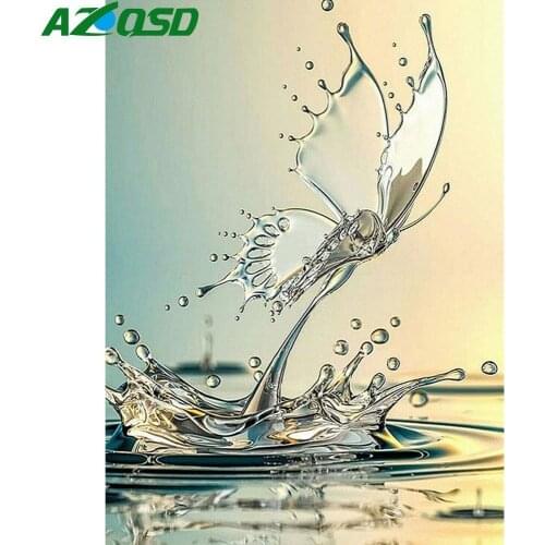 AZQSD 5D DIY Full Square Drill Diamond Painting Cross Stitch Scenic Diamond Embroidery Water Butterfly Diamond Mosaic Home Decor