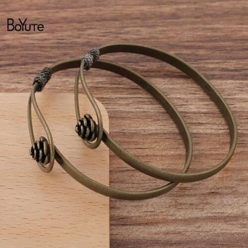 BoYuTe Custom Made (50 Pieces/Lot) 60MM Metal Brass Rose Flower Bangle Bracelet DIY Handmade Materials Wholesale