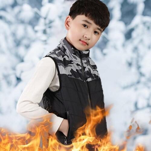 Outdoor Childrens Winter Heating Vest Cotton USB Infrared Electric Heated Jacket Vest for Fishing Hunting Camping