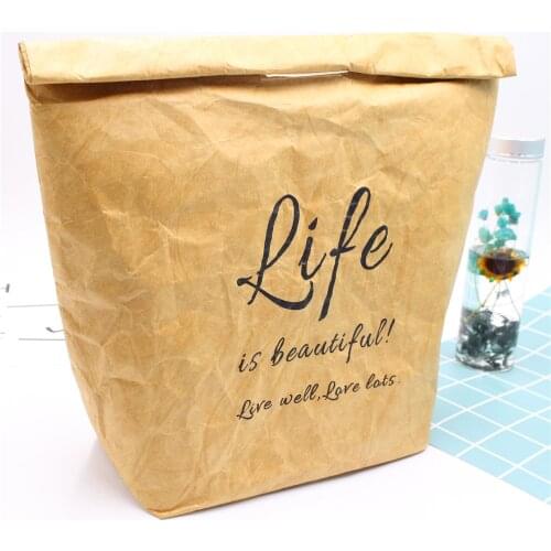 Eco Friendly Merchandise Grocery Bags Kraft Paper Portable Reusable Thermal Snack Lunch Bags Insulated Holder
