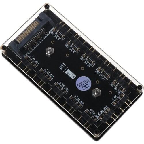 H7JF 12 Way 5V RGB LED Splitter HUB with PMMA Case and Magnetic Standoff SATA 15-Pin Power Supply for asus/MSI 5V 3Pin LED