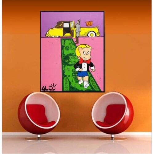HD Print Modular Graffiti Picture Canvas Money Painting Retro Poster Cartoon Illustration Home Decor Wall Art For Bedroom