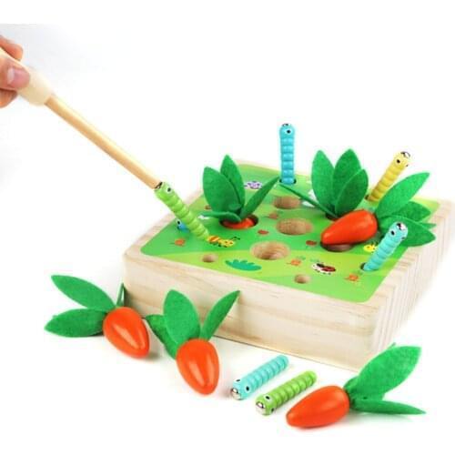 Newborn Baby Montessori Wooden Fine Motor Skill Toys Carrot Shape Size Sorting Games Toys for Children Christmas Birthday Gifts