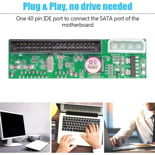 Kebidu Green 40 Pin PATA IDE To SATA Hard Drive Converter Adapter For 3.5/2.5 HDD SSD DVD