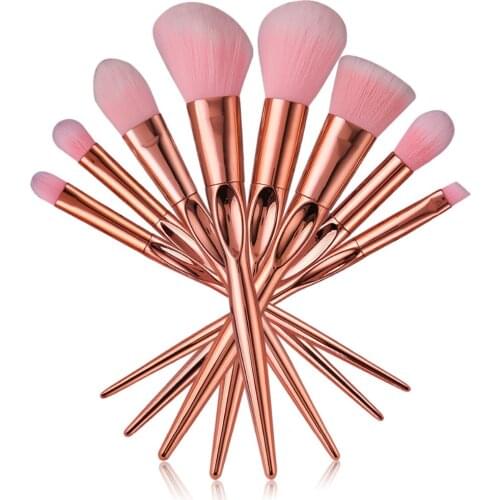 DE'LANCI Makeup Brushes Rose Gold Handle Makeup Brush set Synthetic Hair Foundation Contour Powder Eyeshadow Make Up Brush