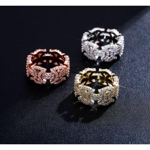 Hip Hop Micro Paved Cubic Zirconia Bling Ice Out Hollow Butterfly Rings for Men Women Unisex Fashion Jewelry Gift Drop Shipping