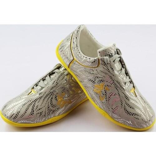 Unisex golden/red/blue/silver/black high grade true leather wushu kung fu shoes kungfu martial arts sneaker