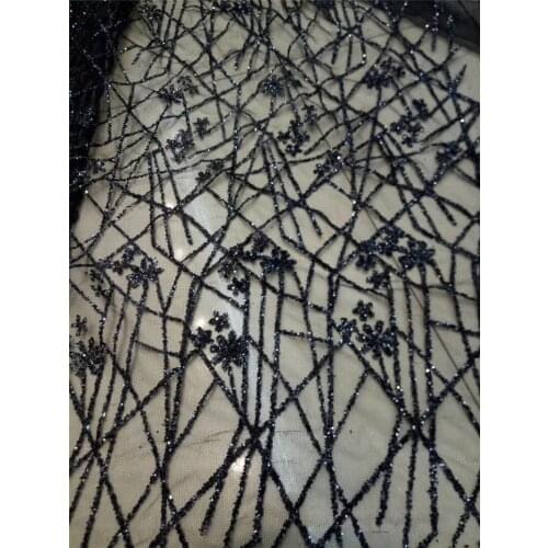 Beautiful black color JRB-10223 Glued glitter Tulle Lace Fabric French Nigerian For Women fashion dress