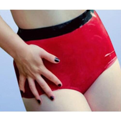 Red with Black Latex Underwear For Women Brief Short pants Fetish Custom Made