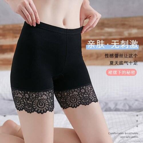 Summer Safety Pants Ladies Air Defense Three-point Leggings Modal Comfortable Seamless Lace Thin Safety Pants Fat Large Size