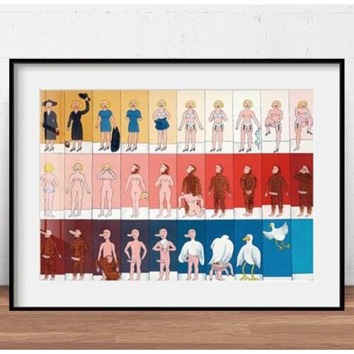 Minimalist Funny Cartoon Poster Print Living Room Wall Picture Bedside Mural High Saturation Color Decorative Canvas Painting