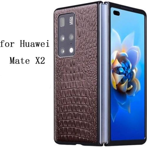 Fashion Crocodile Genuine Leather Case for Huawei Mate X2 Hard Plastic Cover Shell for Huawei MATEX2 Funda skin coque capa