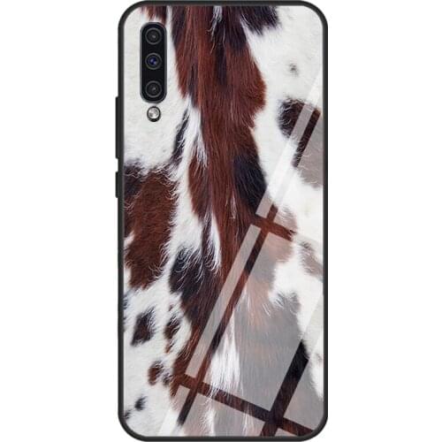 Cowhide Western Boho Trendy Cowgirl Case For Samsung A72 A71 A51 A31 A40 A50 A70 A20e A21S A12 A32 A52 Tempered Glass Cover