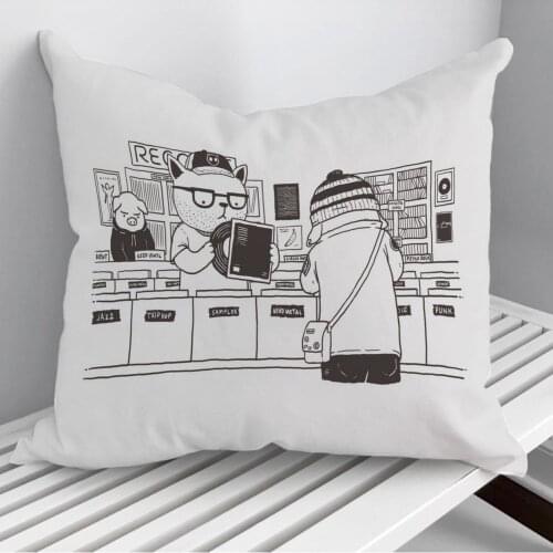 At the Record Store Throw Pillows Cushion Cover On Sofa Home Decor 45*45cm 40*40cm Gift Pillowcase Cojines Dropshipping