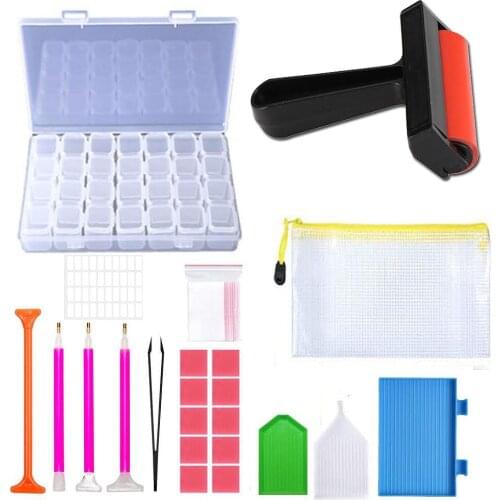 5D DIY Diamond Painting Tools and Accessories Kits Roller pen Clay Tray Sticker tweezers Storage Box Diamond Embroidery sets