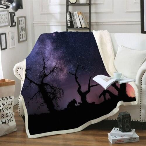 New night Star silhouette printed velvet blanket bedspread little girl sofa Sherpa blanket