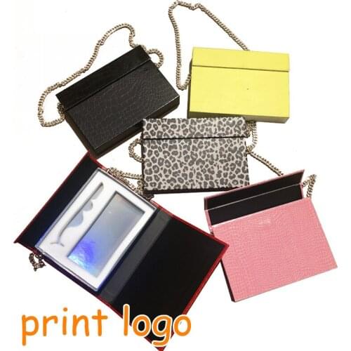 New 5 ColorWholesale Chain Crystal Eyelash False Eyelashes Packaging Box Lash Boxes Fake 3D Mink Lashes Case empty custom logo