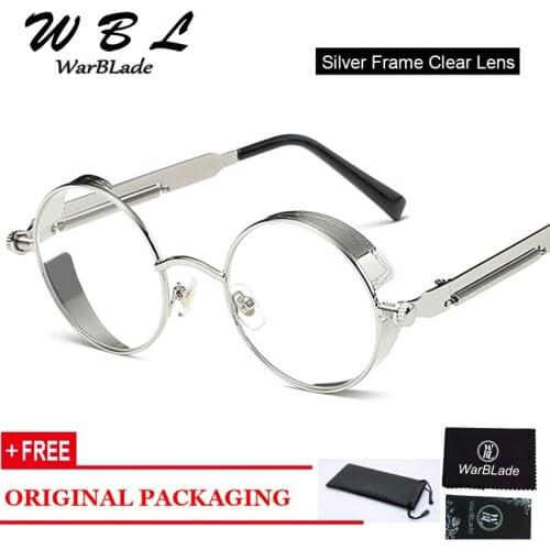 WarBLade High quality clear fashion gold round frames eyeglasses for women vintage round glasses frames for men male nerd metal