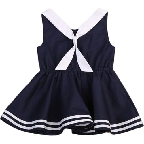 0-5Y Toddler Summer Dress Baby Girls Sleeveless Sailor Costume Sundress Kids Birthday Outfits Girl Baby Gifts