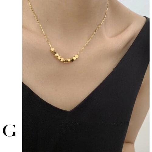 GHIDBK Fashion New Designer Gold Color Geomatric Necklace For Women Trendy Titanium Steel Cube Necklaces Minimalist Ins Style