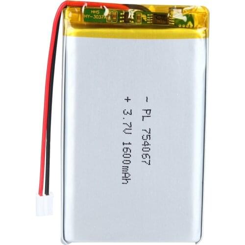 AKZYTUE 3.7V 1600mAh 754067 Rechargeable Lipo Battery with JST Connector