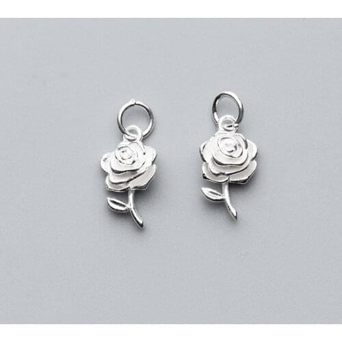 925 Sterling Silver Cubic Rose Charms 17x10mm Craft Women Necklace Bracelets Pendant Materials DIY Jewelry Making Charm Gift
