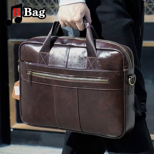 Mens Briefcase Bag Mens Genuine Leather Laptop Bag for Document Business Totes Office Portable Laptop Shoulder Bag Handbag