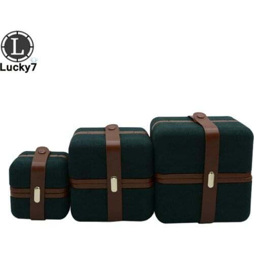 Simple Red/Green PU Leatherette Double Open Marriage Jewelry Box Wedding Ring Pendant Bracelet Necklace Gift Box Free Shipment