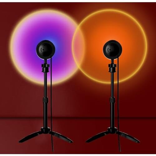 Rainbow Sunset Projector Led Night Aura Glow Light Sun Projection Desk Lamp Bedroom Bar Coffee Store Decoration Lighting