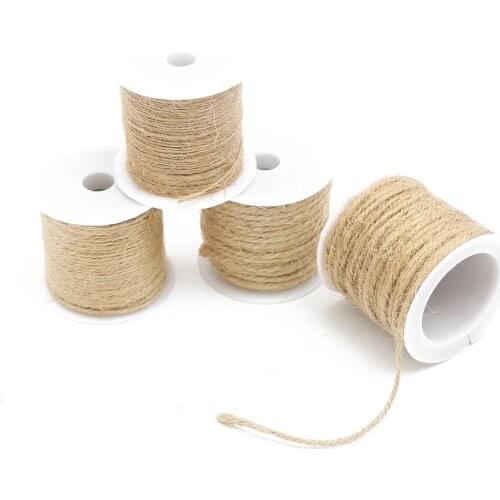 5-15M/Roll Natural Jute Rope Hemp Cord Twine Home Wedding Decoration Burlap Ribbon Handwork Gift Christmas Birthday Party Pack