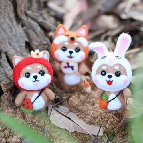 Cute Shiba Inu Non-Finished DIY Poke Felt Animal Toy Material Package Handmade Wool Needle Felting Kit Craft kit supplies