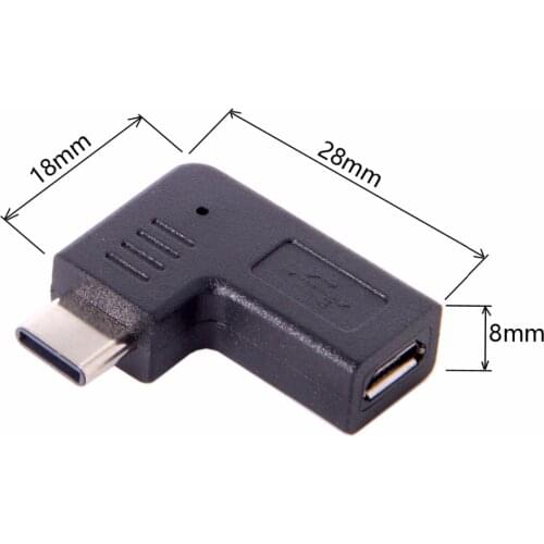 USB-C Type-C 3.1 Male to Micro USB 2.0 5Pin Female Data Adapter 90 Degree Angled Type Coupler Connector Elbow Design