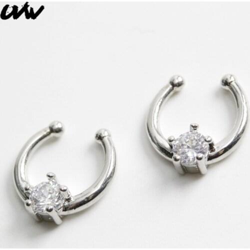 UVW364 1pc Fashion Surgical Steel C Shape Segment Fake Septum Nose Ring Stud Helix Piercing Body Jewelry for Women AccessiesGift