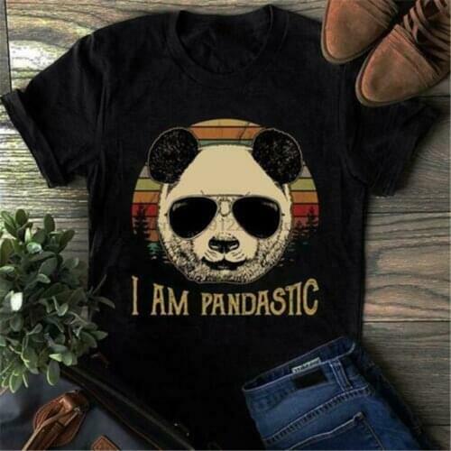Panda I Am Pandastic Vintage Men T-Shirt Black Cotton S-6Xl Made In Usa Men Clothes Tee Shirt