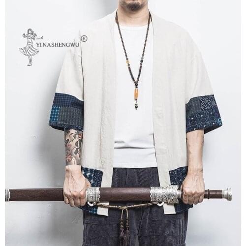 Japanese Costume Men Samurai Crane Harajuku Style Japan Kimono Haori Women Cardigan Chinese Asian Traditional Print Yukata Coat