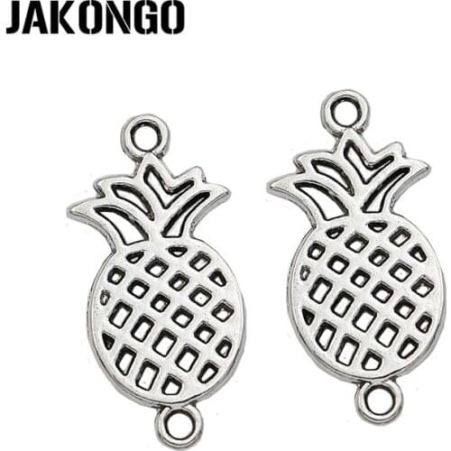JAKONGO Antique Silver Plated Pineapple Charm Connectors for Jewelry Making Bracelet Accessories DIY Handmade Findings 10pcs/lot