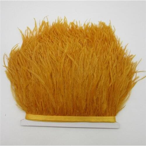 10 yards 10-15CM Ostrich feather trims for skirt/dress Dark yellow ostrich feathers ribbon feather For Crafts Plumage Clothing