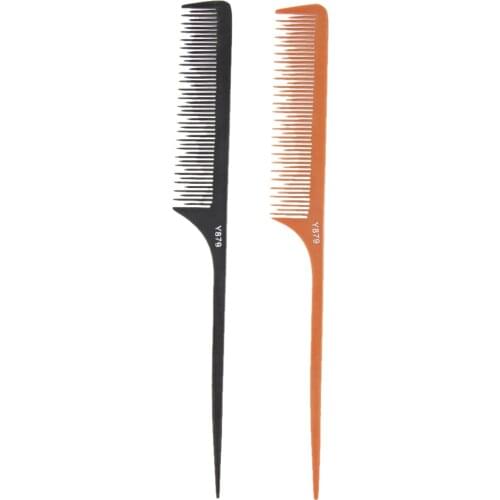 2x Long Handle Bakelite Salon Barber Hairstyle Tool Hairdressing Fine Tooth Pick Hair Comb Set
