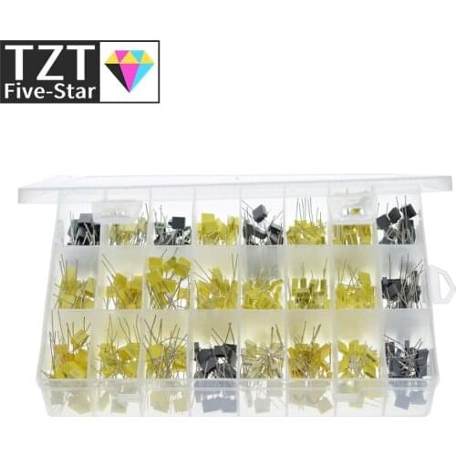 460PCS/BOX 63V 100V 24 Value Correction Capacitor Package Kit Polypropylene Safety Plastic Film 105-823 Set