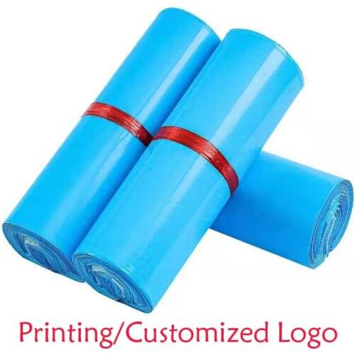50Pcs/Lot PE Courier Bag Customize Logo Blue Clothing Packing Bag Thicken Waterproof Express Bags Self-Seal Adhesive Mailing Bag