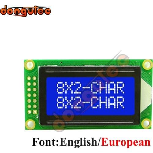 8x2 LCD Module 0802 0802E Character Display Screen Blue English/European 5V AIP31066 or EQV