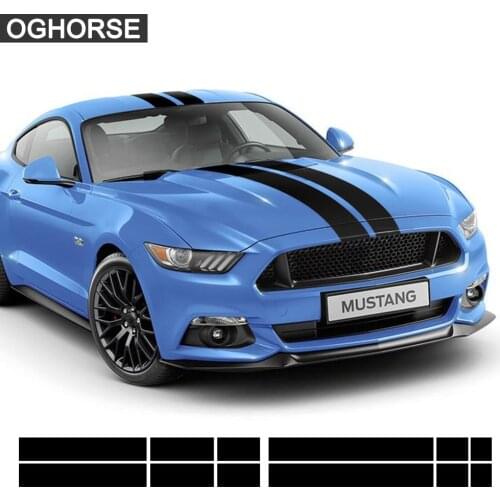 For Ford Mustang 2009-2021 Accessories Car Racing Stripes Front to Rear Kit Wrap Vinyl Decal Stickers