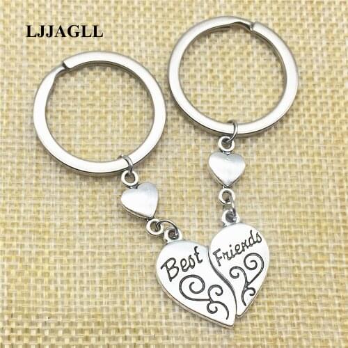 Handmade Keyrings Key Peach Heart Charm 4pcs(2sets) Metal Vintage Best Friends MOM&Daughter Key Chains Diy Jewelry Make AYS098