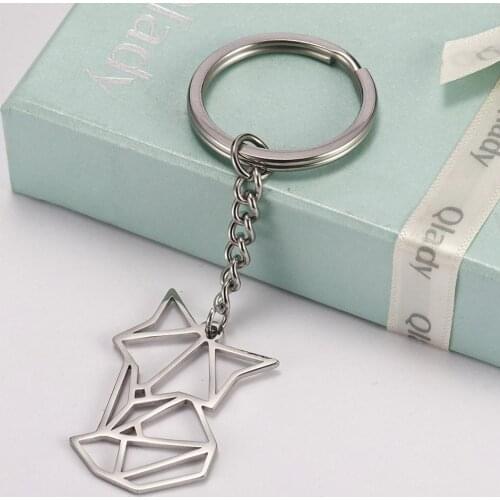 My Shape Key Ring Fox Animal Stainless Steel Jewelry Keyring Forest Animal Keychain Cut Out Hollow Keyholder Pendent Gift Women