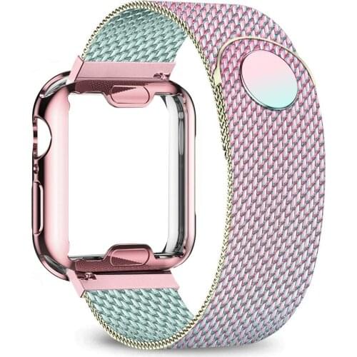 Case+strap For Apple Watch band 40mm 44mm iwatch 38mm 42mm Plated case+Metal belt Magnetic loop bracelet apple Watch 6 se 5 4 3