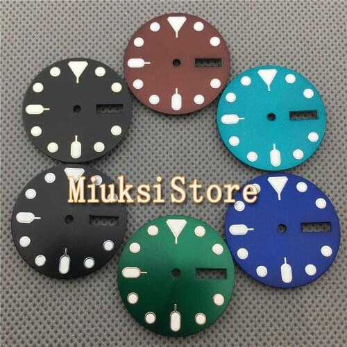 28.5mm Watch Dial Spare Parts Fit For NH36/NH36A Automatic Movement Green Lume Black/Blue/Green Color