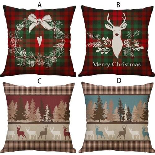 Home Decor Christmas Elk Pillowcases Sofa Bed Flax Pillow Case Christmas Decoration Cushion Cover Navidad House Xmas Supplies