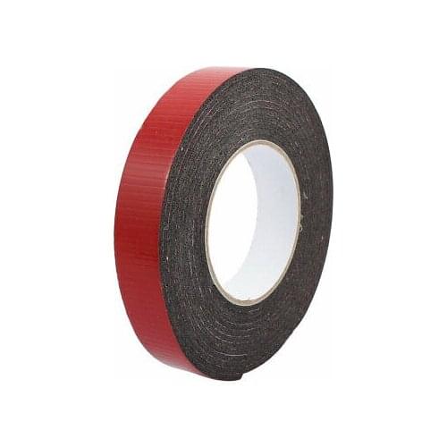 5M 20mm x 3mm Dual-side Adhesive Shockproof Sponge Foam Tape Red Black